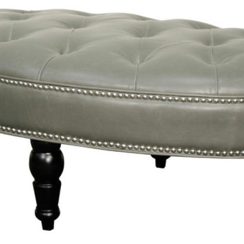 Gray Fabric Tufted Oval Ottomans (Photo 9 of 20)