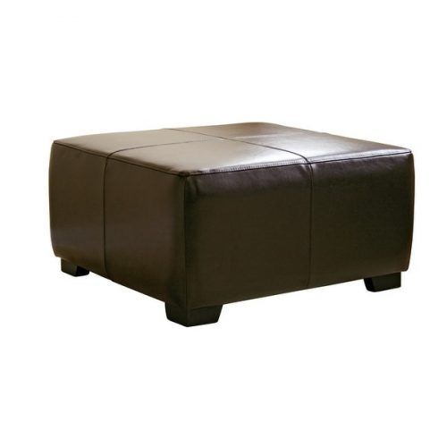 Dark Brown Leather Pouf Ottomans (Photo 5 of 20)