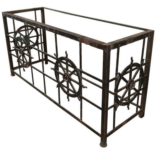 Oval Aged Black Iron Console Tables (Photo 5 of 20)