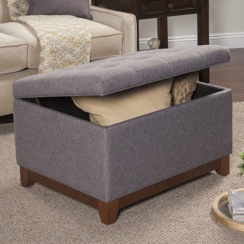 Textured Gray Cuboid Pouf Ottomans (Photo 12 of 20)