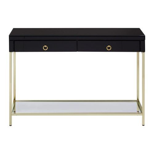 Square Black And Brushed Gold Console Tables (Photo 18 of 20)
