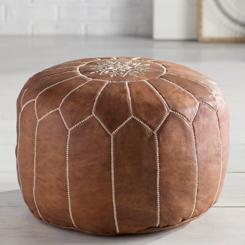 Gold And White Leather Round Ottomans (Photo 19 of 20)