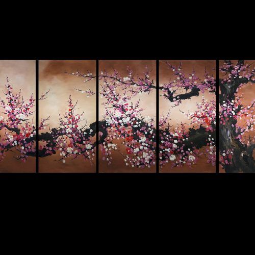 Cherry Blossom Oil Painting Modern Abstract Wall Art (Photo 6 of 20)