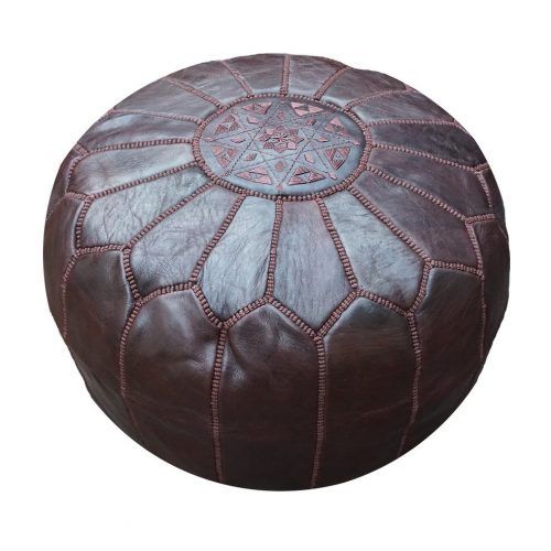 Brown Moroccan Inspired Pouf Ottomans (Photo 6 of 20)