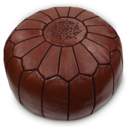 Brown Moroccan Inspired Pouf Ottomans (Photo 19 of 20)