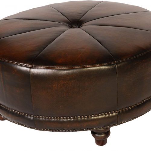 Dark Brown Leather Pouf Ottomans (Photo 13 of 20)