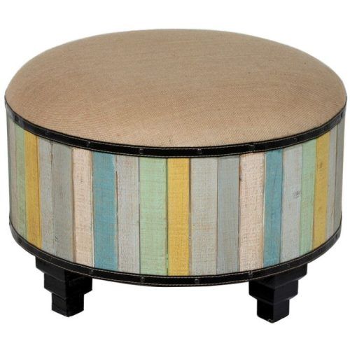 Multi-Color Botanical Fabric Cocktail Square Ottomans (Photo 8 of 20)