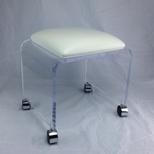 White And Clear Acrylic Tufted Vanity Stools (Photo 8 of 20)