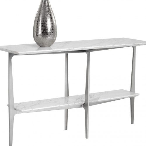 White Geometric Console Tables (Photo 14 of 20)