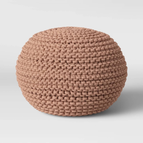 Textured Tan Cylinder Pouf Ottomans (Photo 10 of 20)