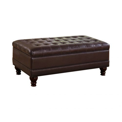 Brown And Gray Button Tufted Ottomans (Photo 1 of 20)