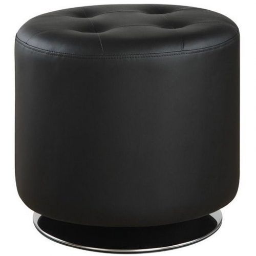 Black Faux Leather Column Tufted Ottomans (Photo 20 of 20)