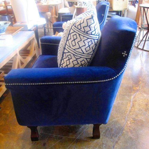 Royal Blue Round Accent Stools With Fringe Trim (Photo 6 of 20)