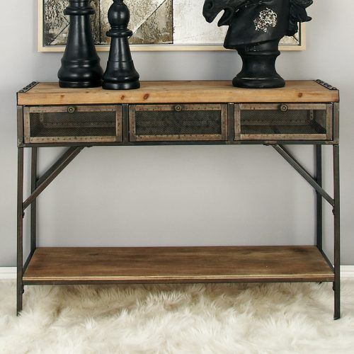 Gray Driftwood And Metal Console Tables (Photo 2 of 20)