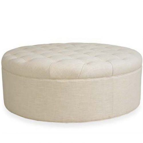 Linen Sandstone Tufted Fabric Cocktail Ottomans (Photo 9 of 20)