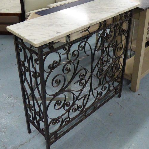 Hammered Antique Brass Modern Console Tables (Photo 5 of 16)