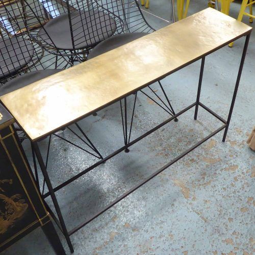 Square Black And Brushed Gold Console Tables (Photo 16 of 20)