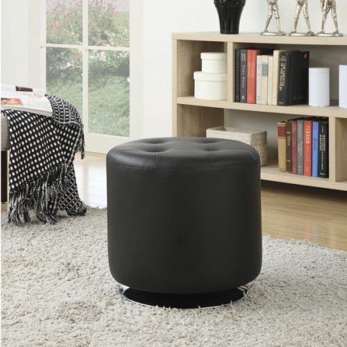 Black And Natural Cotton Pouf Ottomans (Photo 5 of 20)