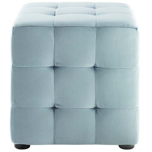 Blue Fabric Tufted Surfboard Ottomans (Photo 7 of 20)