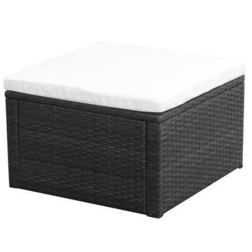 Black And Off-White Rattan Ottomans (Photo 7 of 19)
