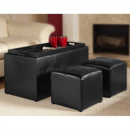 Black Faux Leather Ottomans With Pull Tab (Photo 14 of 20)