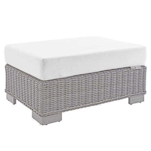 White And Light Gray Cylinder Pouf Ottomans (Photo 17 of 20)