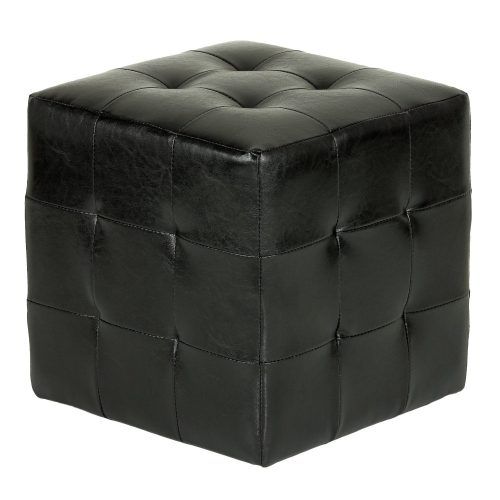 Black Faux Leather Cube Ottomans (Photo 9 of 20)