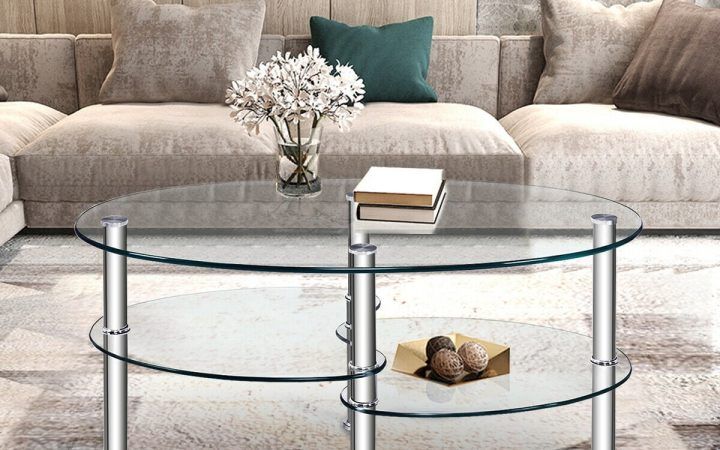 Tempered Glass Oval Side Tables