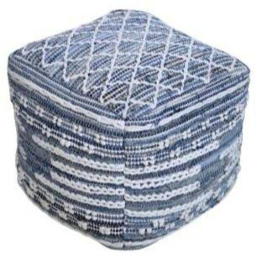 Blue And Beige Ombre Cylinder Pouf Ottomans (Photo 11 of 20)
