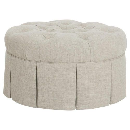 Light Gray Tufted Round Wood Ottomans With Storage (Photo 12 of 20)