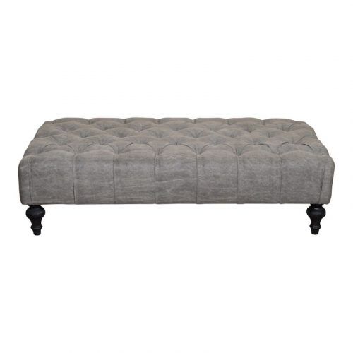 French Linen Black Square Ottomans (Photo 8 of 20)