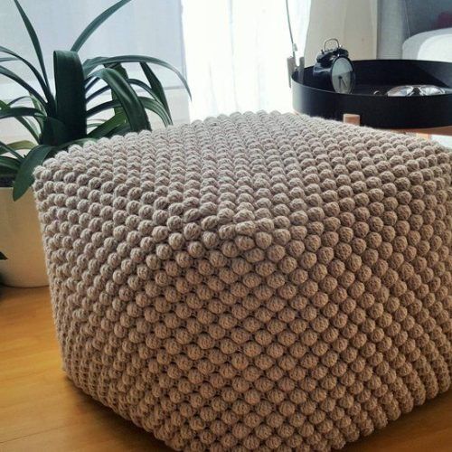 White And Light Gray Cylinder Pouf Ottomans (Photo 13 of 20)