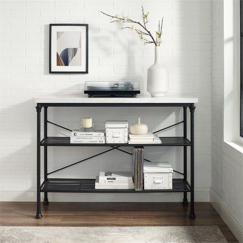 Faux White Marble And Metal Console Tables (Photo 17 of 20)