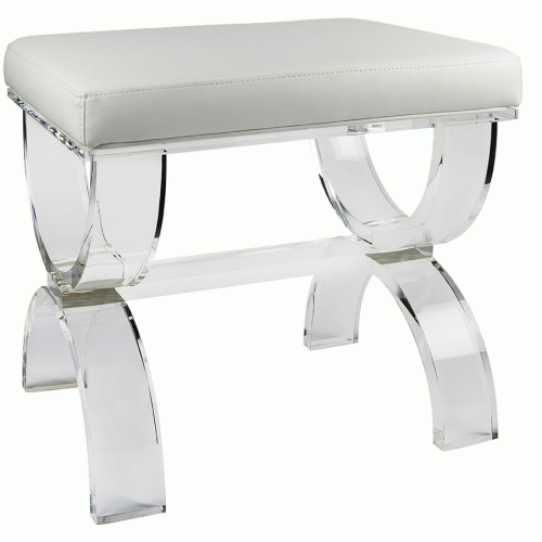 White And Clear Acrylic Tufted Vanity Stools (Photo 9 of 20)