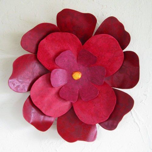 Red Flower Metal Wall Art (Photo 4 of 25)