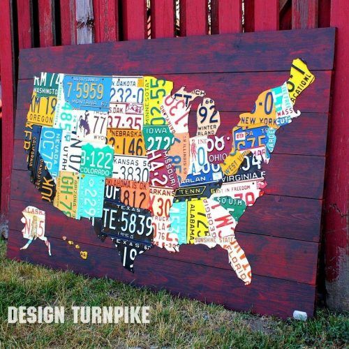 License Plate Map Wall Art (Photo 11 of 20)