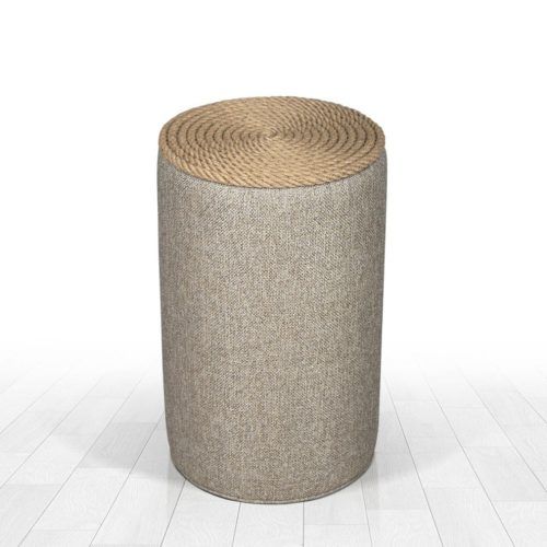 Textured Tan Cylinder Pouf Ottomans (Photo 5 of 20)