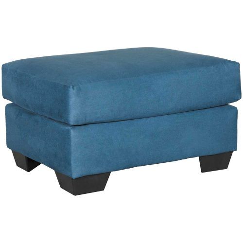 Dark Blue And Navy Cotton Pouf Ottomans (Photo 4 of 20)