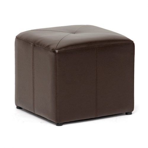 Dark Brown Leather Pouf Ottomans (Photo 7 of 20)