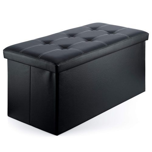 Black Faux Leather Tufted Ottomans (Photo 12 of 20)