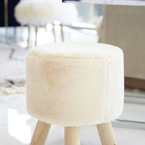 White Faux Fur Round Accent Stools With Storage (Photo 6 of 20)