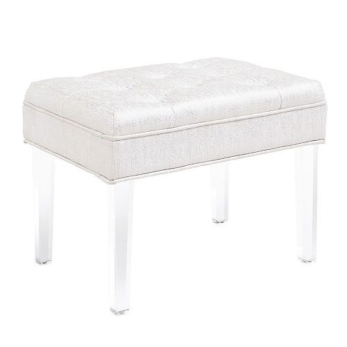 White And Clear Acrylic Tufted Vanity Stools (Photo 20 of 20)
