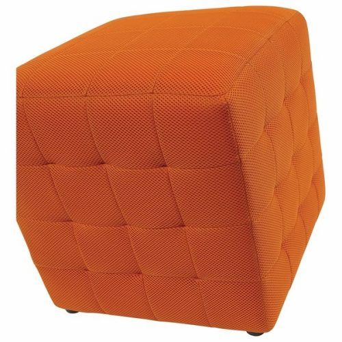 Orange Fabric Modern Cube Ottomans (Photo 9 of 20)