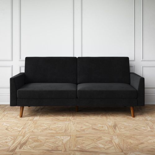 2 Seater Black Velvet Sofa Beds (Photo 4 of 20)