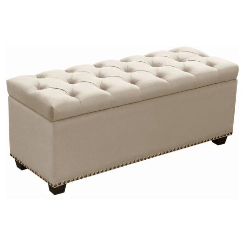 Linen Tufted Lift-Top Storage Trunk (Photo 4 of 20)