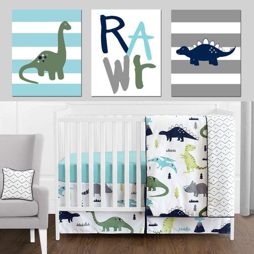Blended Fabric Mod Dinosaur 3 Piece Wall Hangings Set (Photo 1 of 20)
