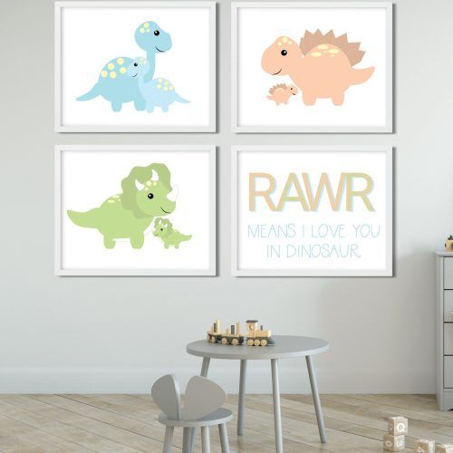 Blended Fabric Mod Dinosaur 3 Piece Wall Hangings Set (Photo 7 of 20)