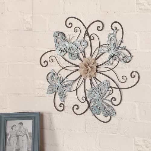 Flower And Butterfly Urban Design Metal Wall Decor (Photo 5 of 20)