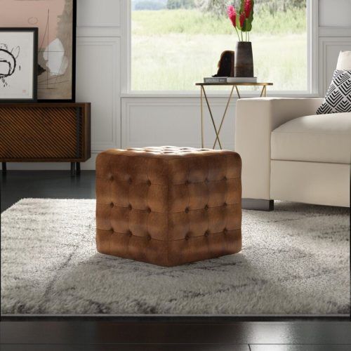 Bronze Steel Tufted Square Ottomans (Photo 17 of 20)