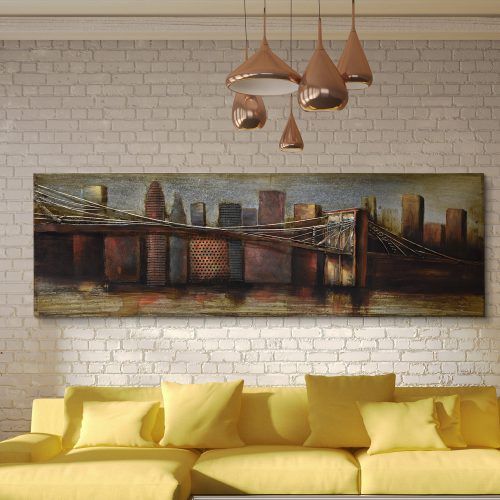 "Bridge To The City" Mixed Media Iron Hand Painted Dimensional Wall Decor (Photo 2 of 20)